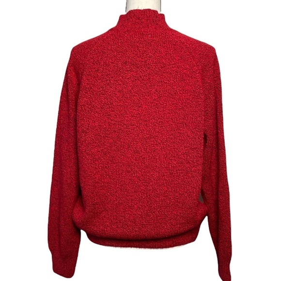 Vintage Red Knit Sweater Mock Neck Pearl Button Detail Pullover Lage - Picture 3 of 6